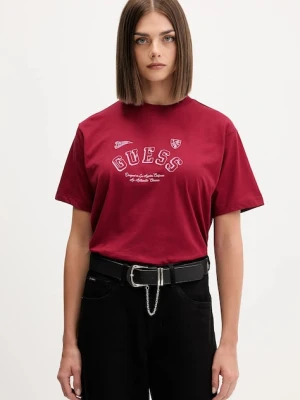 Guess Jeans t-shirt bawełniany damski kolor bordowy W5BI11 K8HM0