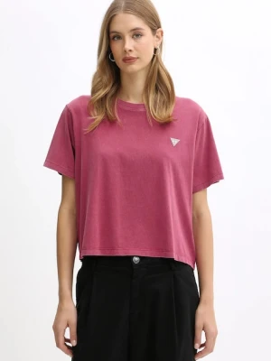 Guess Jeans t-shirt bawełniany damski kolor bordowy W5BI23 K8HM0