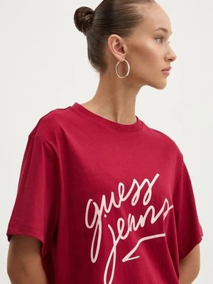 Guess Jeans t-shirt bawełniany damski kolor czerwony W4BI54 K8HM0