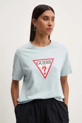 Guess Jeans t-shirt bawełniany damski kolor niebieski W4YI73 K8HM0