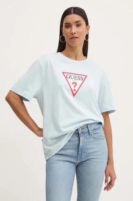 Guess Jeans t-shirt bawełniany damski kolor niebieski W4YI76 K8HM0