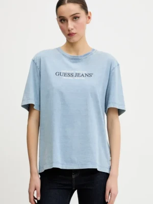 Guess Jeans t-shirt bawełniany damski kolor niebieski W5GI28 KCTG1