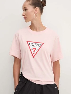 Guess Jeans t-shirt bawełniany damski kolor różowy W4YI73 K8HM0