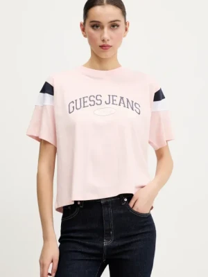 Guess Jeans t-shirt bawełniany damski kolor różowy W5GI21 K8HM0