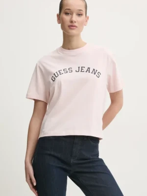 Zdjęcie produktu Guess Jeans t-shirt bawełniany damski kolor różowy W5RI41 K8HM0