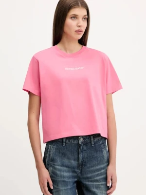 Guess Jeans t-shirt bawełniany damski kolor różowy W5RI42 K8HM0
