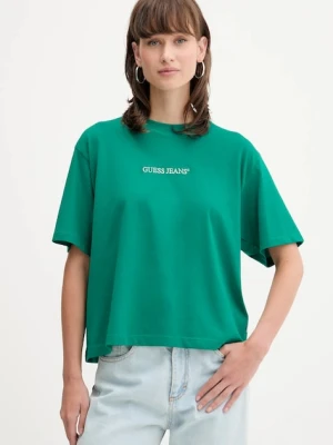 Guess Jeans t-shirt bawełniany damski kolor turkusowy W5RI42 K8HM0