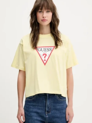 Guess Jeans t-shirt bawełniany damski kolor żółty W4YI73 K8HM0