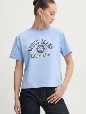 Guess Jeans t-shirt bawełniany damskie kolor turkusowy W5RI43 K8HM0