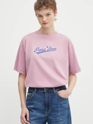 Guess Jeans t-shirt bawełniany fioletowy