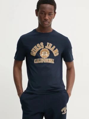 Guess Jeans t-shirt bawełniany granatowy
