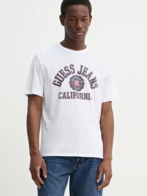 Guess Jeans t-shirt bawełniany kolor biały z nadrukiem M5RI80 K8HM0