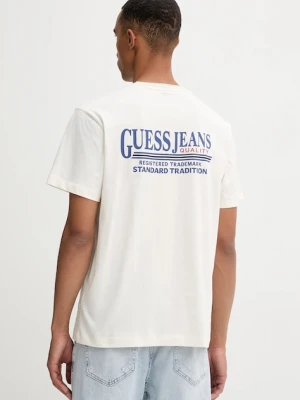 Guess Jeans t-shirt bawełniany męski kolor beżowy z nadrukiem M5YI09 K8FQ4