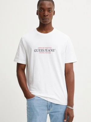 Guess Jeans t-shirt bawełniany męski kolor biały z nadrukiem M4YI42 K8FQ4