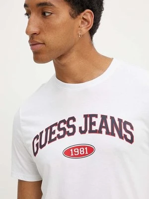 Guess Jeans t-shirt bawełniany męski kolor biały z nadrukiem M4YI57 K8HM0