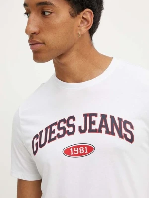 Guess Jeans t-shirt bawełniany męski kolor biały z nadrukiem M4YI57 K8HM0