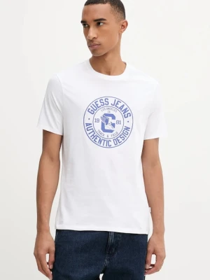 Guess Jeans t-shirt bawełniany męski kolor biały z nadrukiem M5YI29 K8HM0