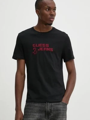 Guess Jeans t-shirt bawełniany męski kolor czarny z aplikacją M4BI76 K8HM0