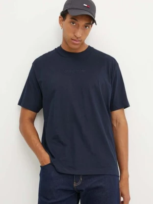 Guess Jeans t-shirt bawełniany męski kolor granatowy gładki M4YI44 K8FQ4