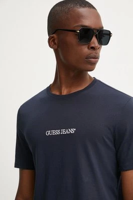 Guess Jeans t-shirt bawełniany męski kolor granatowy z aplikacją M4YI52 K8HM0