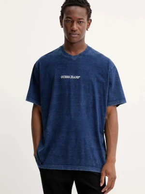 Guess Jeans t-shirt bawełniany męski kolor granatowy z aplikacją M5YI11 KCTG1