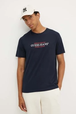 Guess Jeans t-shirt bawełniany męski kolor granatowy z nadrukiem M4YI42 K8FQ4