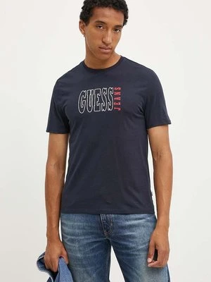 Guess Jeans t-shirt bawełniany męski kolor granatowy z nadrukiem M4YI56 K8HM0