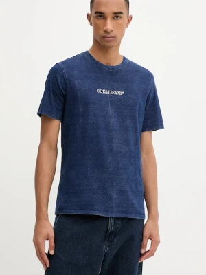Guess Jeans t-shirt bawełniany męski kolor niebieski z aplikacją M5YI34 KCTG1