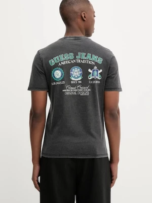 Guess Jeans t-shirt bawełniany męski kolor szary wzorzysty M5YI04 K8HM0