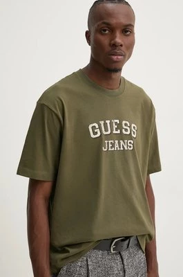 Guess Jeans t-shirt bawełniany męski kolor zielony z nadrukiem M4BI78 K8FQ4