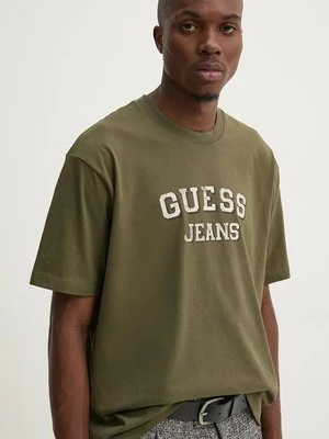 Guess Jeans t-shirt bawełniany męski kolor zielony z nadrukiem M4BI78 K8FQ4