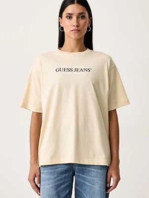 Guess Jeans T-shirt damski bawełniany beżowy