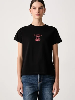 Guess Jeans T-shirt damski bawełniany z elastanem czarny
