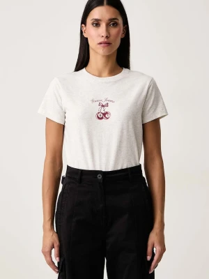Guess Jeans T-shirt damski bawełniany z elastanem szary