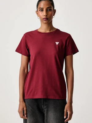 Guess Jeans T-shirt damski z bawełną bordowy