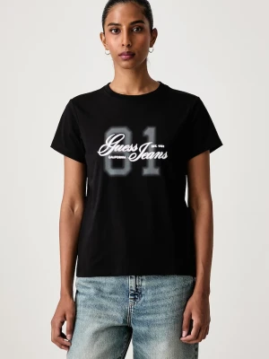 Guess Jeans T-shirt damski z bawełną czarny