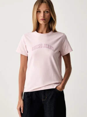Guess Jeans T-shirt damski z bawełną różowy