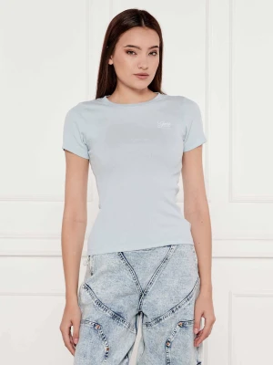 Guess Jeans T-shirt EMBRO | Slim Fit błękitny