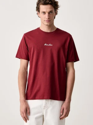 Guess Jeans T-shirt męski bawełniany bordowy