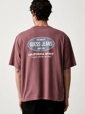 Guess Jeans T-shirt męski bawełniany różowy