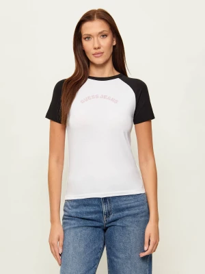 Guess Jeans T-shirt RAGLAN | Slim Fit biały