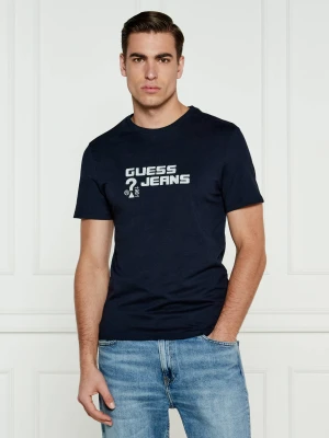 Guess Jeans T-shirt | Slim Fit granatowy