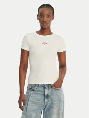 Guess Jeans T-Shirt W6GPZ3 KA0H1 Écru Slim Fit Kremowy