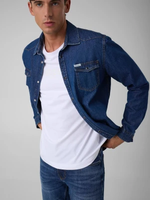 GUESS Jeansowa koszula | Slim Fit granatowy