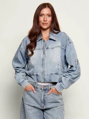 GUESS Jeansowa kurtka bomber ANNA | Cropped Fit