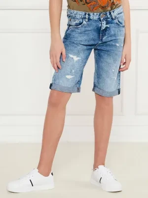 Guess Jeansowe szorty | Regular Fit | z dodatkiem lnu