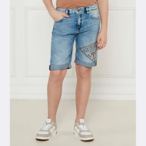 Guess Jeansowe szorty | Regular Fit | z dodatkiem lnu