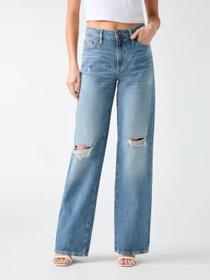 GUESS Jeansy Slouchy | Straight fit | mid rise błękitny