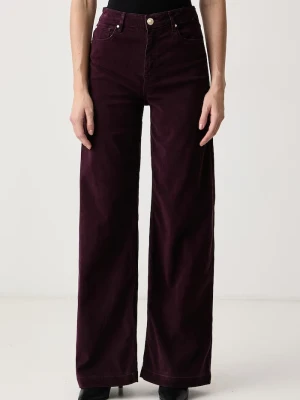 Guess jeansy wide leg damskie BELLAGIO bordowy