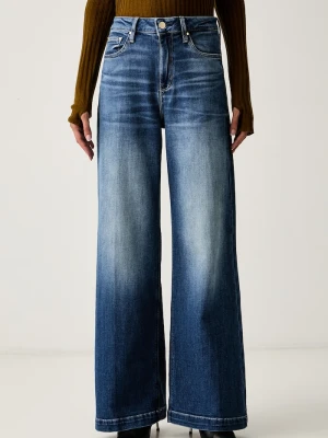 Guess jeansy wide leg damskie BELLAGIO niebieski